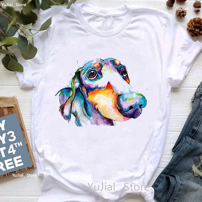 Pug Meditation Animal Print Tshirt Women Shih Tzu Puppy/Curious Boston T Shirt Girls Harajuku Kawaii Clothes Summer Tops Tee