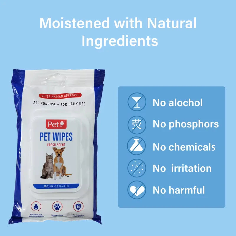 100pcs Non Woven Mild Organic Ears Eyes Paws Body Cleaning Safety Health Pet Wipes For Dog Cat Get rid of the Small Animals Dirt